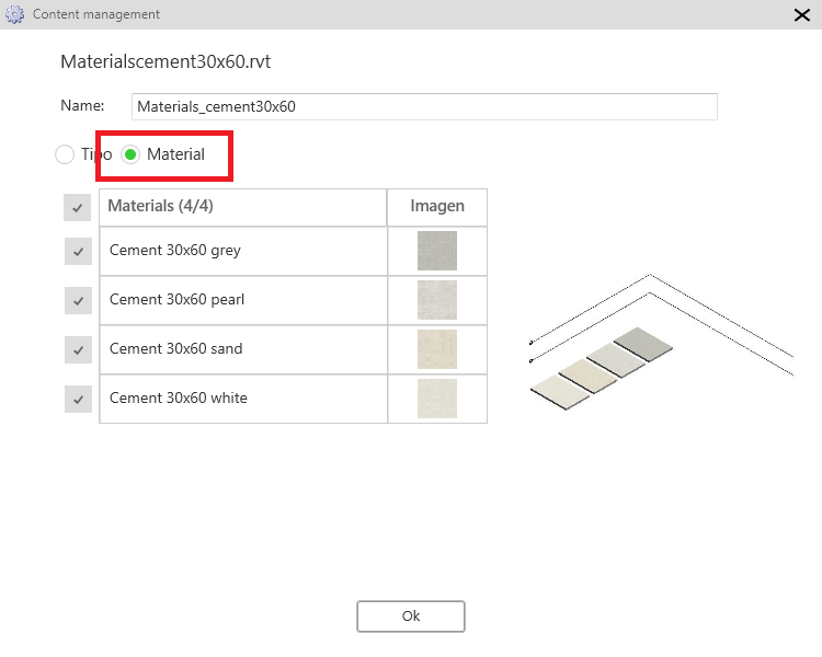 UpdateBIM Add materials