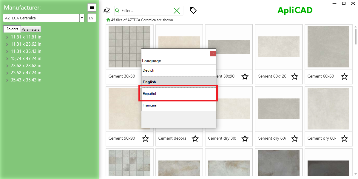 UpdateBIM Change language catalog